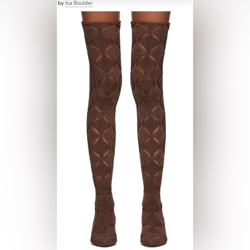 Isa Boulder Ssense Exclusive Brown Knit Argyle Thigh-high Boots